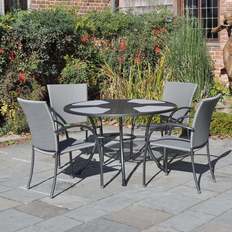 Pilano Weave 4-Person Dining Set with 48" Round Table