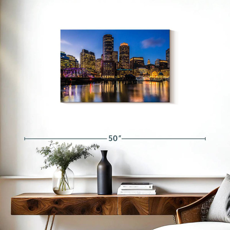 Ravi illuminé l'horizon de Boston, H 20 po x l 30 po