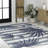 Conswello Classic Beach Stripe and Palm Leaf Navy/Cream Indoor/Outdoor Rug-709068882
