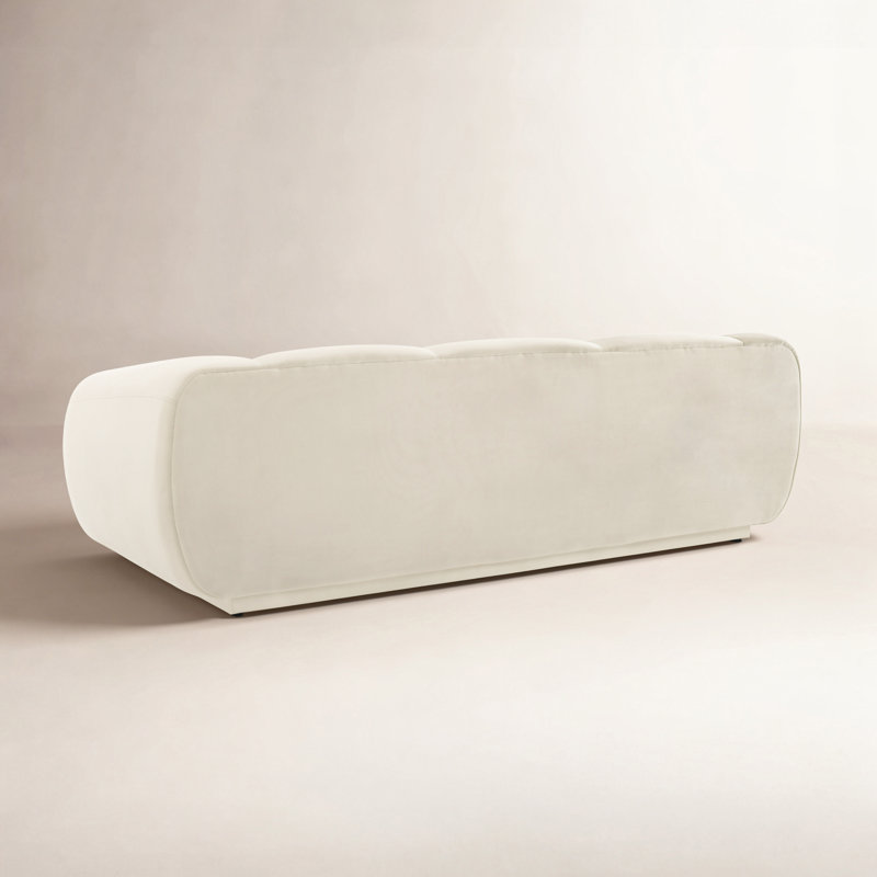  Emmet Cream Velvet Sofa, White Velvet