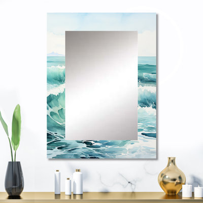 Green Minimalisme Tranquil Waters - grand miroir minimaliste, miroir mural décoratif vert, impression d'art en métal