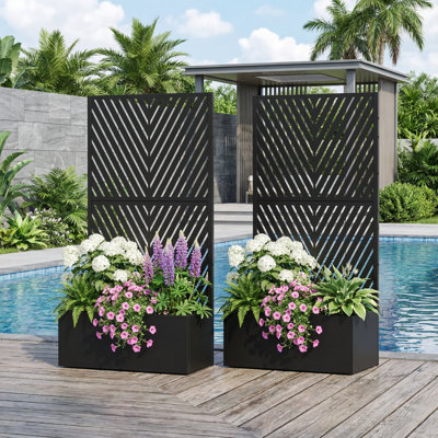 Metal Planter Box with Trellis(Set of 2)