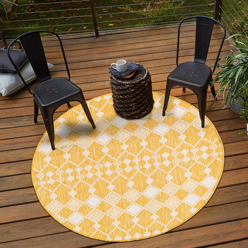 Artressia Geometric Indoor / Outdoor Rug, Round 10'