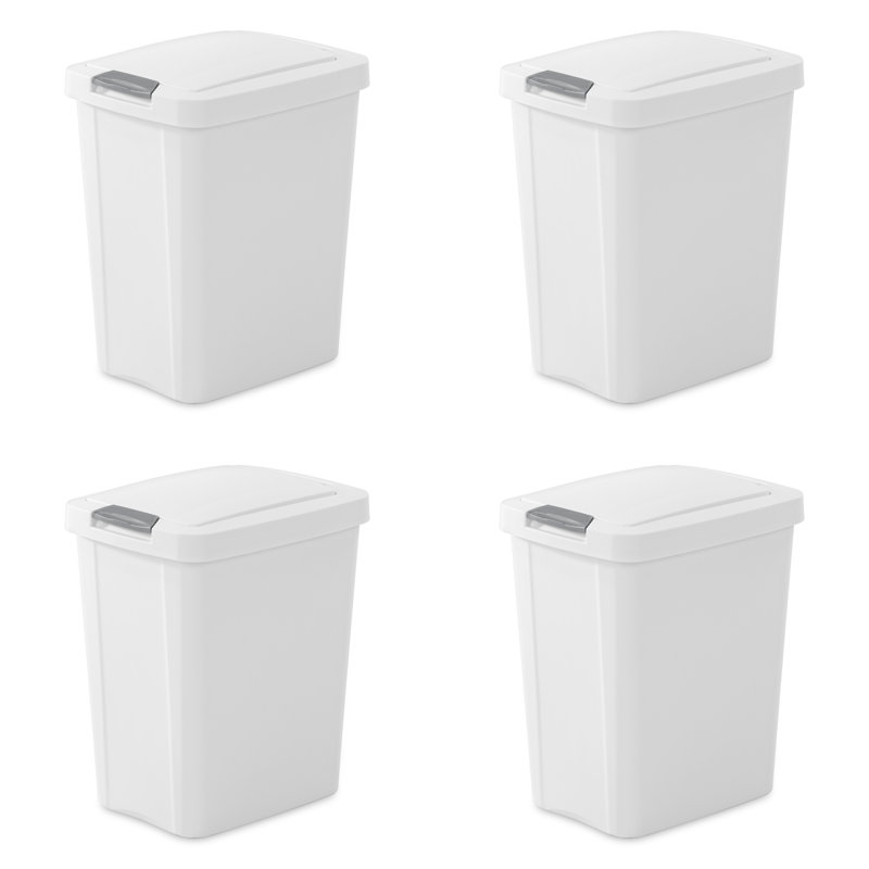 White 7.5 Gallon Plastic TouchTop Kitchen Wastebasket