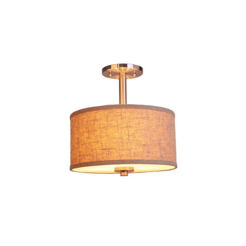 Smeralda Semi Flush Mount, Satin Nickel, Grey, 10.5" H x 11.5" W x 11.5" D