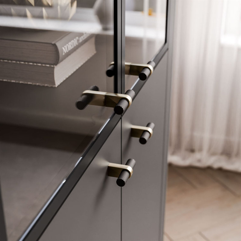 Elodie II China Cabinet with Lighting, Black/Black