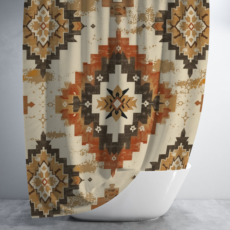 Rideau de douche Timmithy Ikat, H 74 po x l 71 po