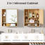 Armoire murale de salle de bain avec miroir, porte simple, 3 tablettes ouvertes et tablette réglable naturelle-129204854