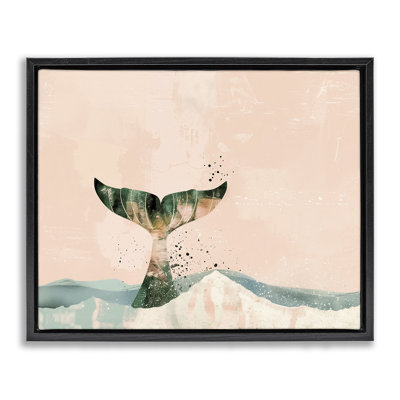 Cadre flottant rose avec queue de baleine abstraite, design par Arlington Prints