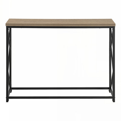 Accent Table, Console, Entryway, Narrow, Sofa, Living Room, Bedroom, Brown Laminate, Black Metal, Contemporary, Modern