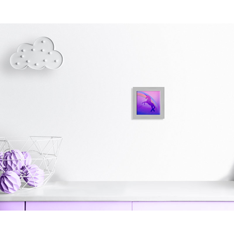 « licorne 2 », art encadré, H 10 po x l 10 po x P 0,63 po, Encadré plat argent