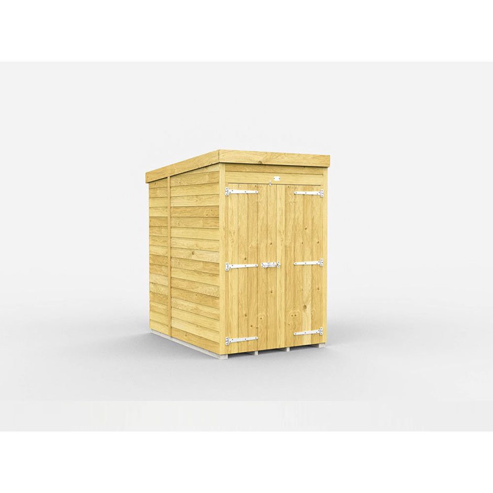 6ft x 4ft Pent Shed - Double Door without Windows