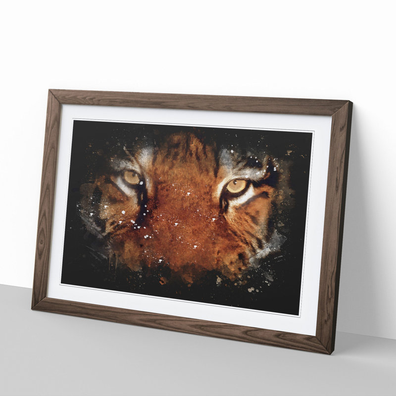Tiger Vol.6 Paint Splash - Picture Frame Graphic Art, Walnut, 48cm H x 65cm W x 2cm D