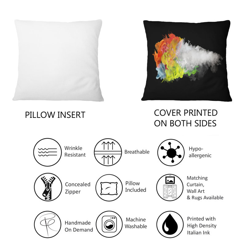 Coussin décoratif blanc 12 "x 20" White Smoke With Vibrant Colors II
