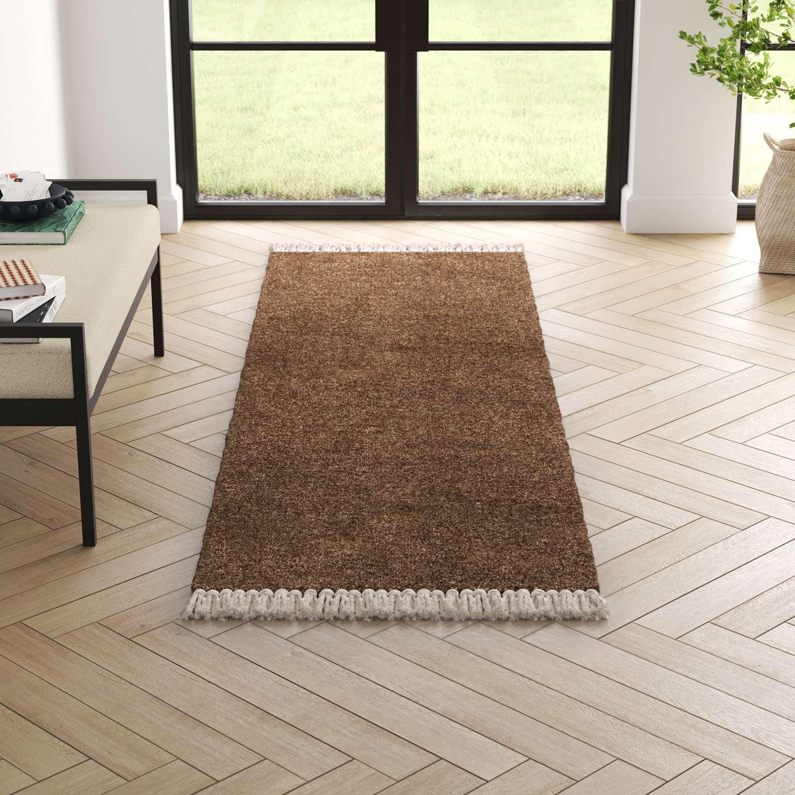 Clio Hand-Loomed Dark Gray Wool Rug, Runner 2'6" x 8'