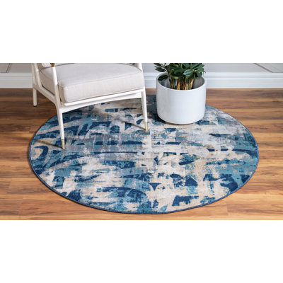 Tapis rond rond en carbone Ikat