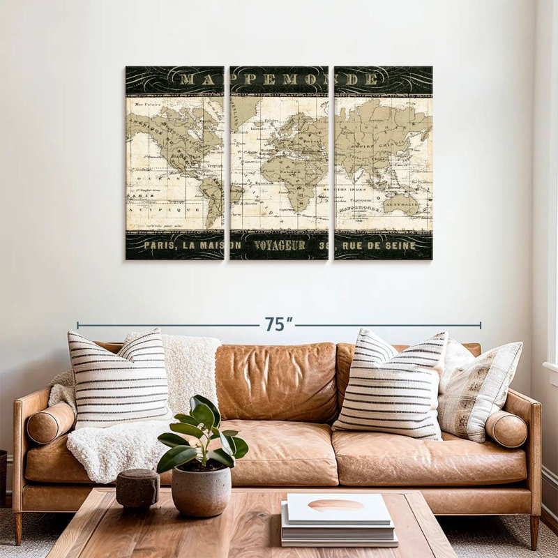 Mappemonde, H 36 po x l 57 po
