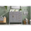 Meuble-lavabo moderne gris 36 po avec lavabo en céramique, porte à fermeture en douceur et 4 tiroirs de rangement, offrant un look raffiné et une fonctionnalité pratique au quotidien