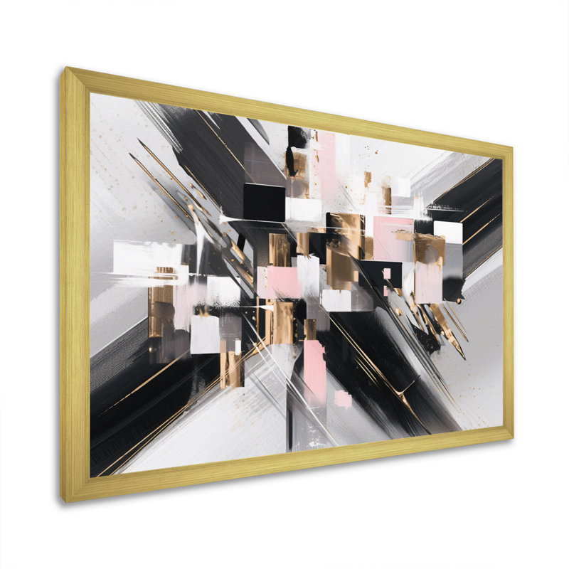 «Symmetric Abstractions I» sur toile, Cadre doré à une seule photo, H 12 po x l 20 po x P 1 po