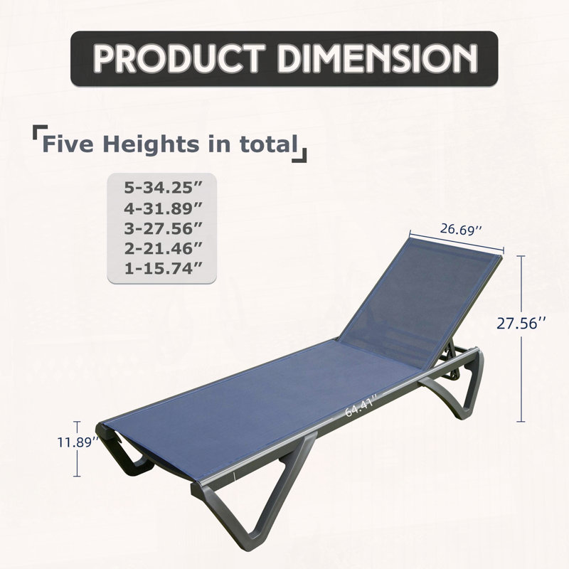 Ensemble de 2 chaises longues d'extérieur avec structure en aluminium et dossier réglable
