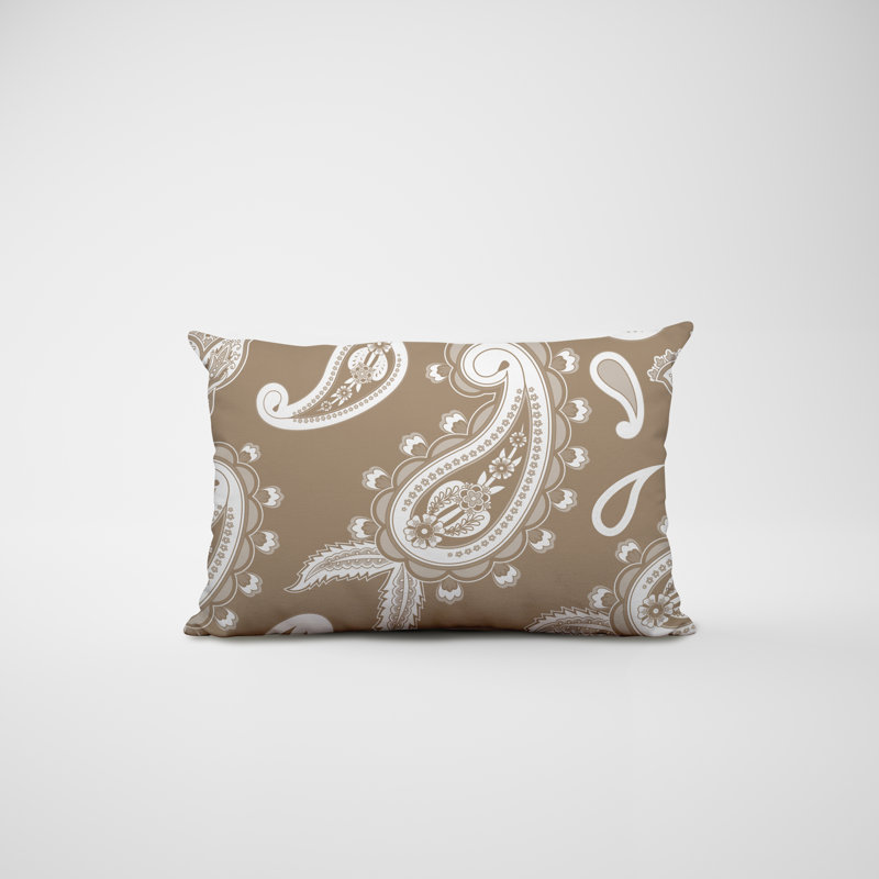 Paisley Outdoor Reversible Throw Pillow, Beige