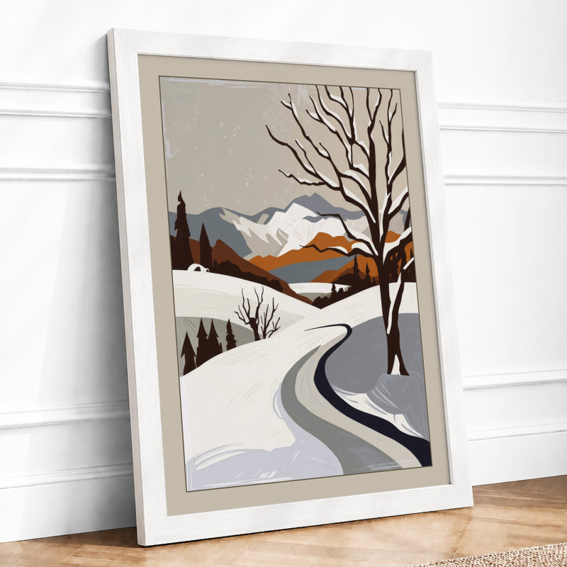 Winter Valley Path Scandinavian - Print, A1 - 84.1 x 59.4 cm, White
