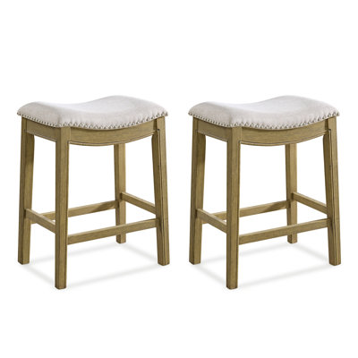 ROME + OAK Parker Backless Counter Stool, Natural with Cream Fabric