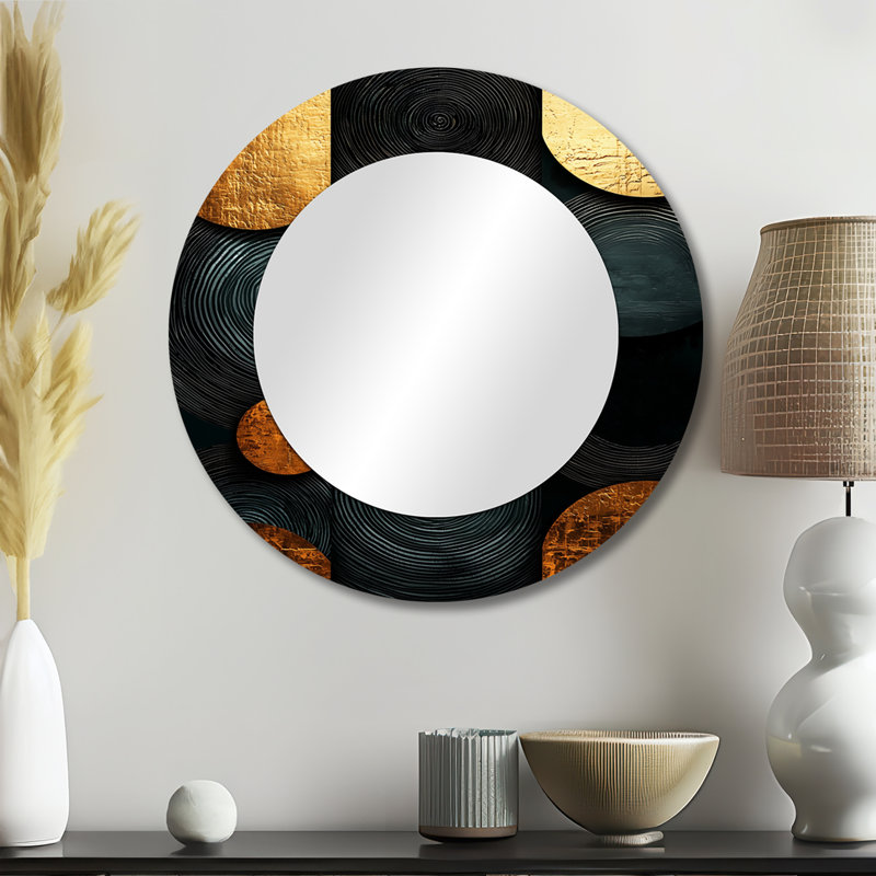 Geometric Art Decor Essential Forms I - Art abstrait miroir mural - imprimé sur métal, 23 po x 23 po