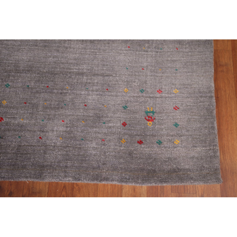 Tapis gris carré fait à la main 9 x 9 po Gabbeh