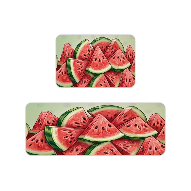 Tapis de cuisine Watermelon Slice, 2 pièces, rouge vert vert clair