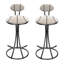 Ensemble de 2 tabourets de bar rembourrés avec tabourets de bar à hauteur de comptoir en velours moderne pour îlot de cuisine, salon (noir et rayé)