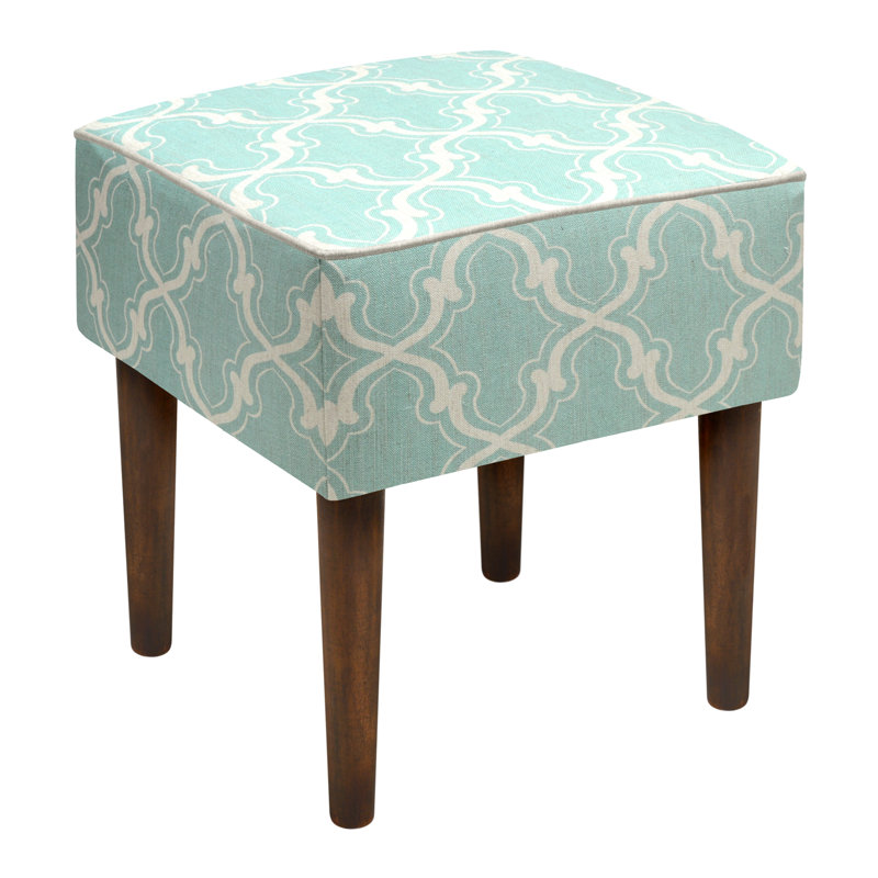 Solid Wood Accent Stool, Aqua