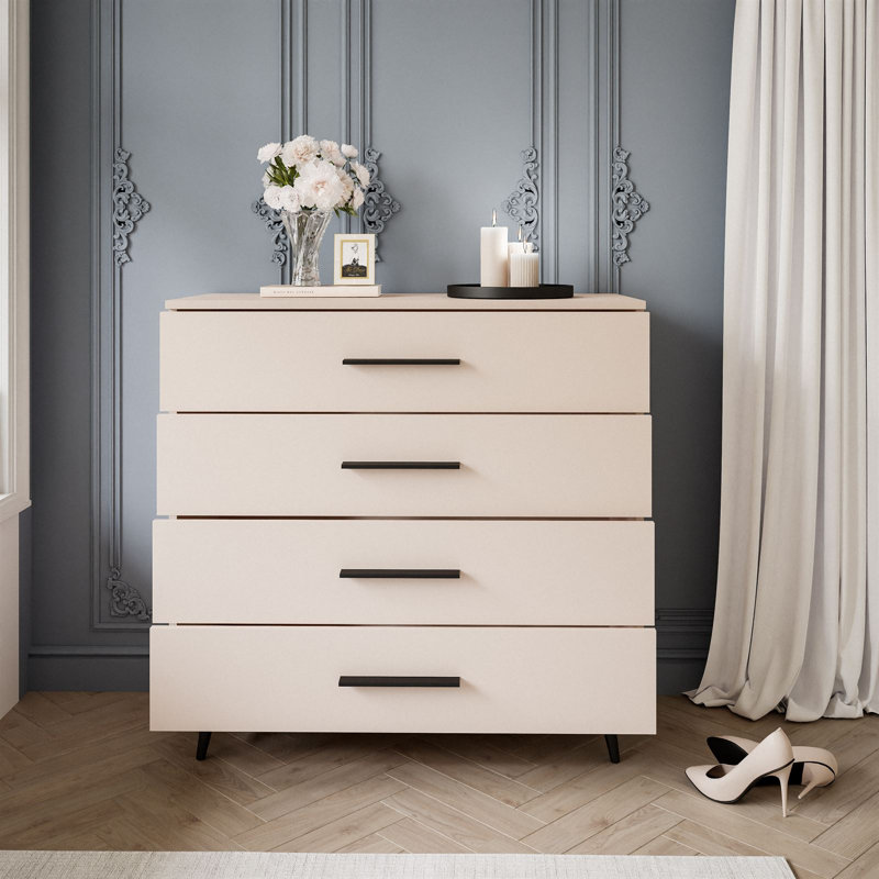Azwa Chest of Drawers with Drawers, Cashmere/Black