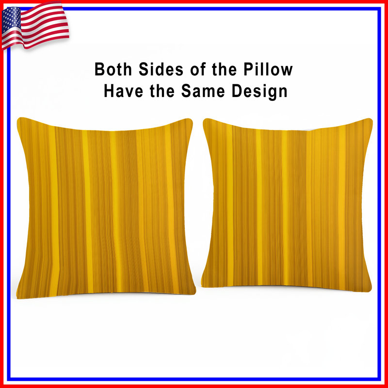 Coussins décoratifs jaunes à rayures verticales, 18 po x 18 po
