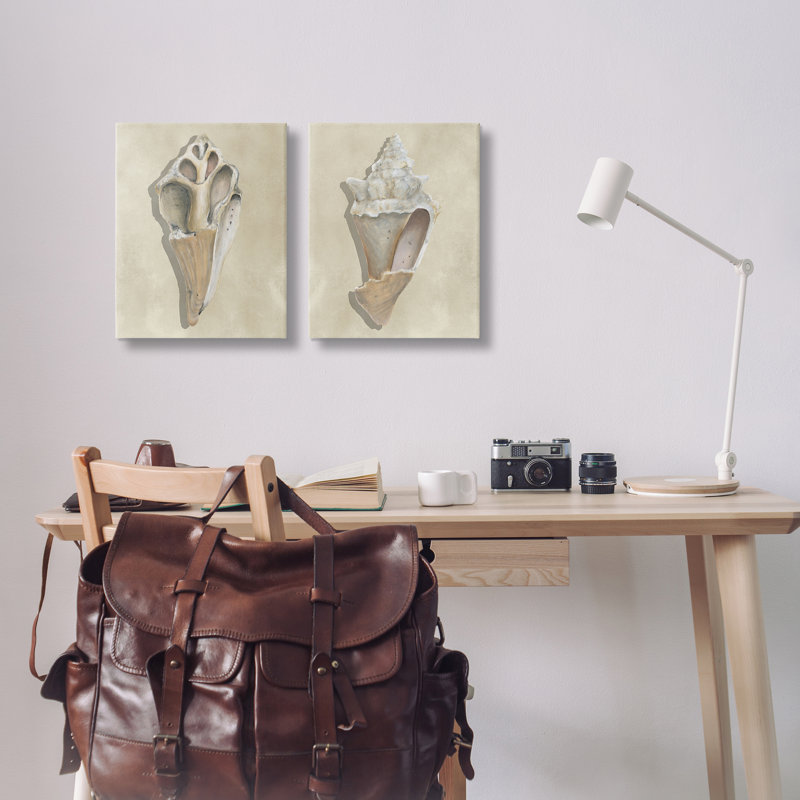 «Broken Beach Shells», ensemble d'art mural sur toile 2 pièces, design par Michael Willett, H 16 po x l 40 po