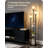 70.9'' Dimmable Tray Table Floor Lamp With 3 Crystal Shades and Foot Switch