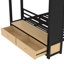 Lit superposé en métal pour lit double avec tablettes de rangement, tiroirs et panneau perforé-1611507311
