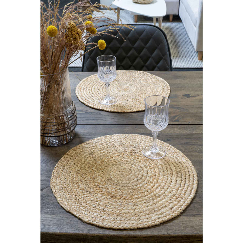 Almere Jute Solid Colour Round Placemat, Sand