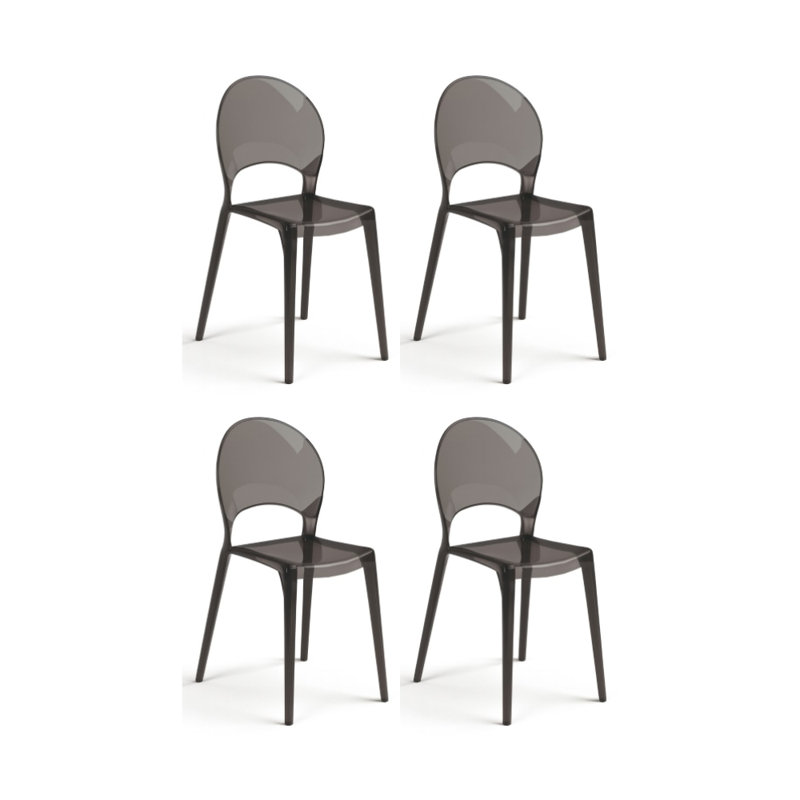 SET OF 4 POLYCARBONATE CHAIRS PEARL - TRASPARENT, Grey