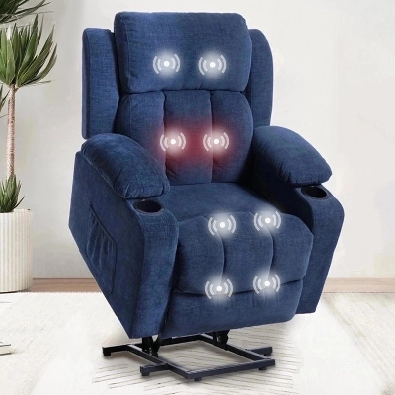 Fauteuil inclinable électrique Power Lift pour personnes âgées, Tissu bleu