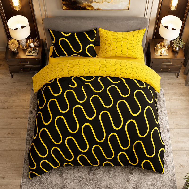 Microfiber Geometric Shapes Duvet Cover Set, SUPER KING