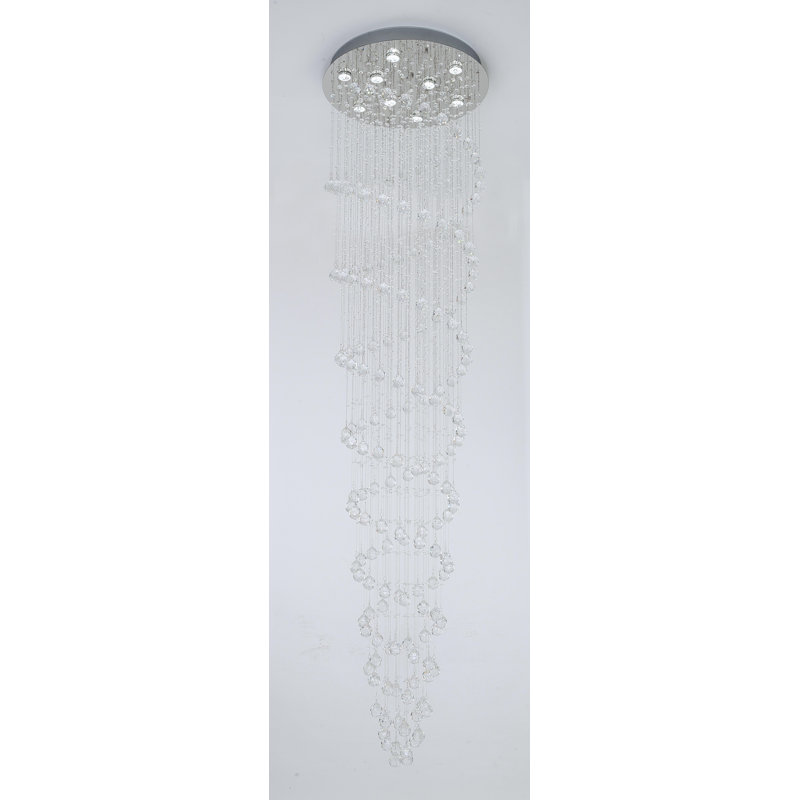 Lustre en chrome à 9 lumières avec accents de cristal Stephanie