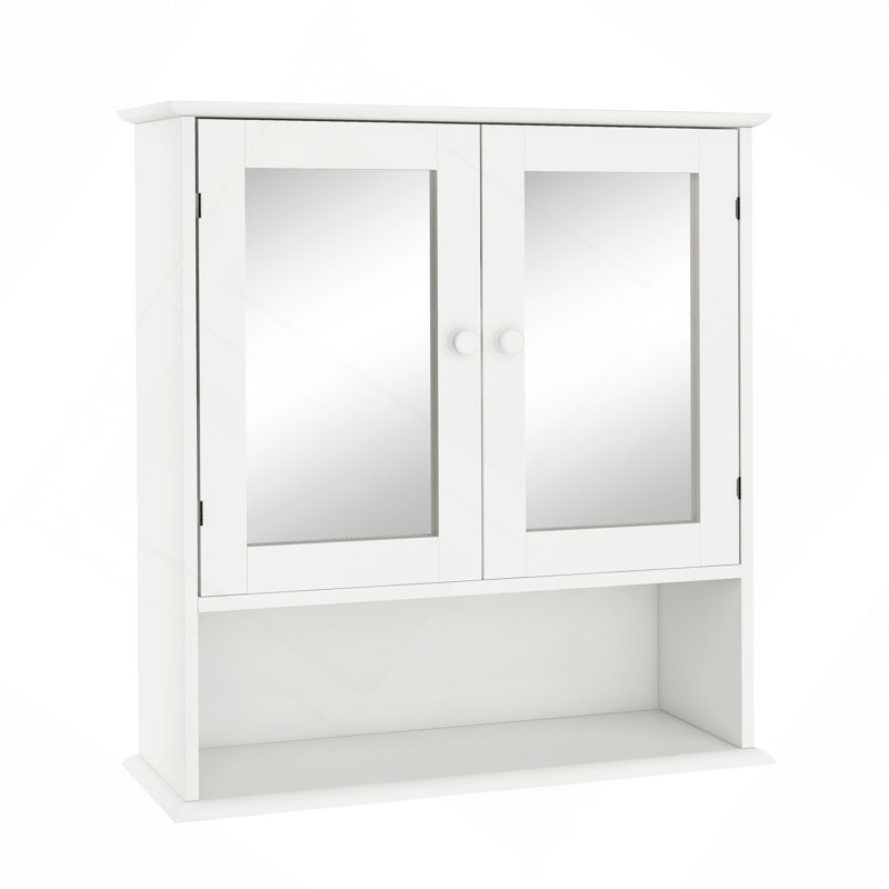 Armoire murale de salle de bain avec portes et tablettes à miroir Doule