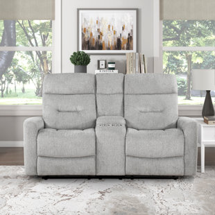 Dashai 70.5'' Chenille Fabric Manual Double Reclining Loveseat with Center Console