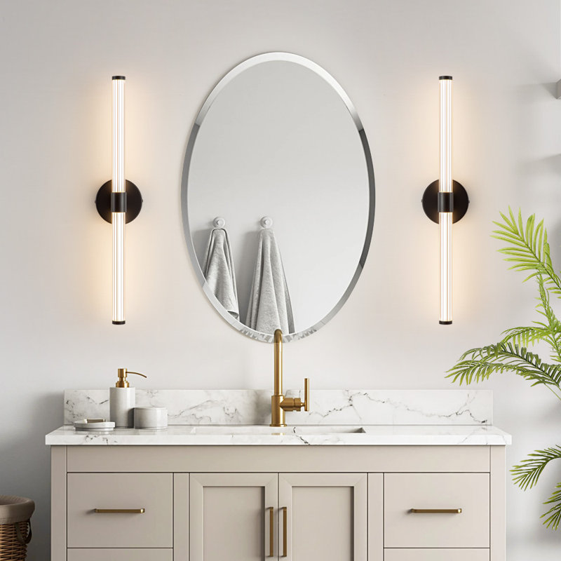 Barre d'éclairage de salle de bain 1 lumière à DEL Buchan, H 4,3 po x l 22,44 po x P 3,2 po, Noir mat, 3000 K