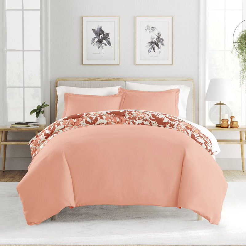 Patterned Ultra Soft 3 Piece Duvet Cover Set - Serenity, Twin/TwinXL, Boho Flower Clay