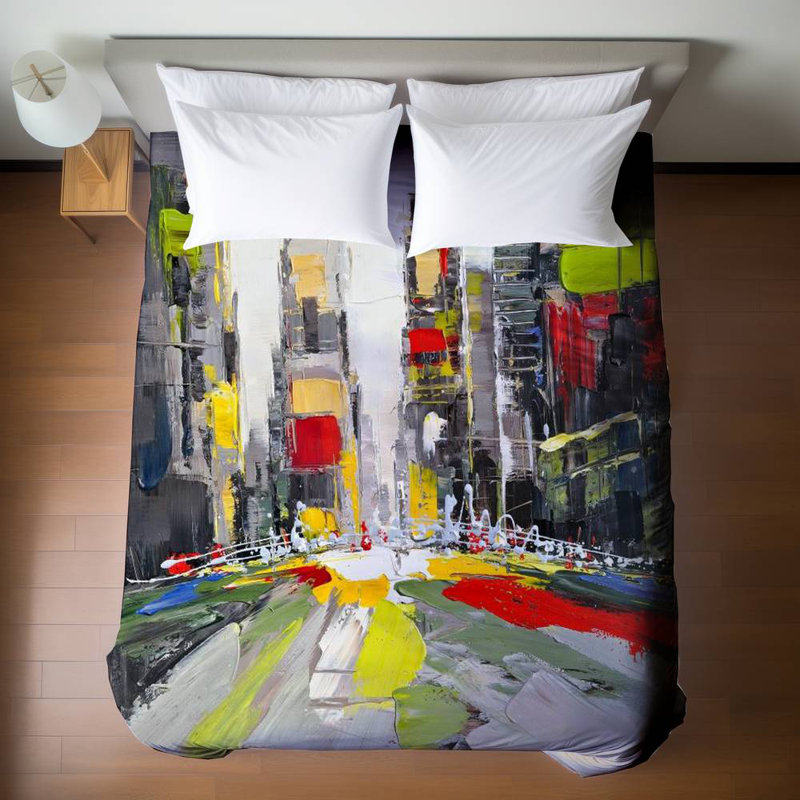 Gray Bedroom Cities Duvet Cover - Abstract Cityscape Decor