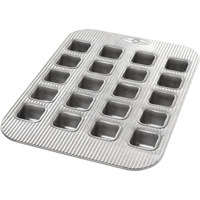 USA Pan Square Nonstick Bakeware Aluminized Steel Brownie Bite Pan, 20 Well