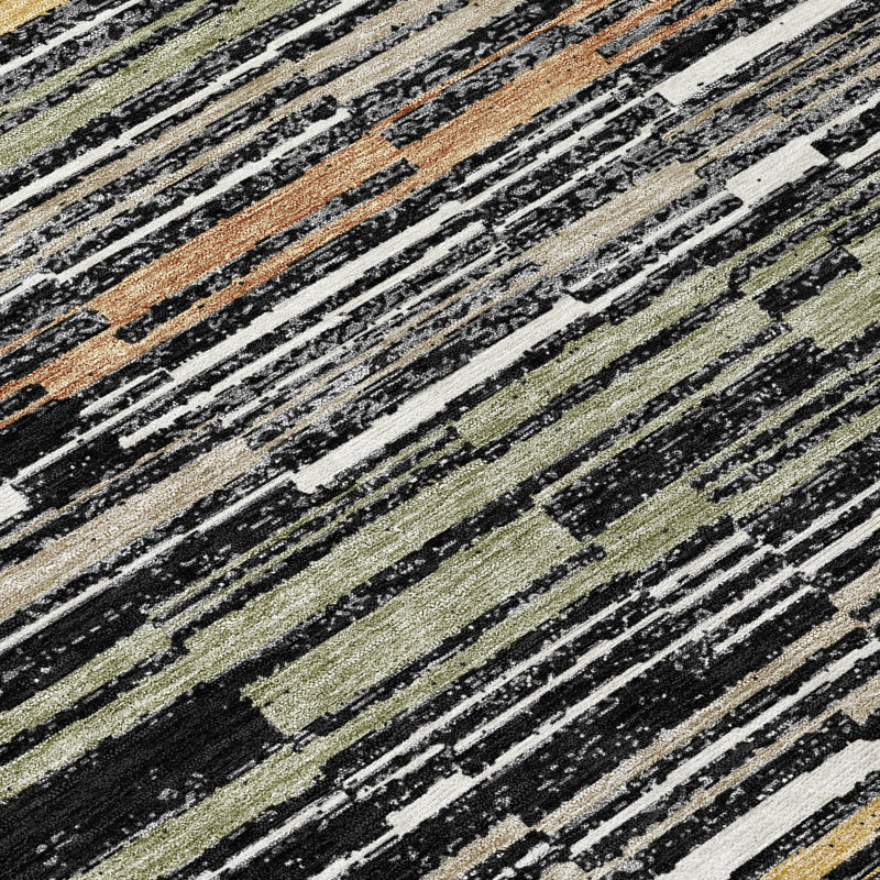 Machine Washable Indoor/Outdoor Chantille ACN2908 Striped Rug, 10' x 14', Black