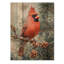 Oiseau cardinal parmi les pins I - Art mural en bois oiseau - sur bois de pin naturel-1122670554
